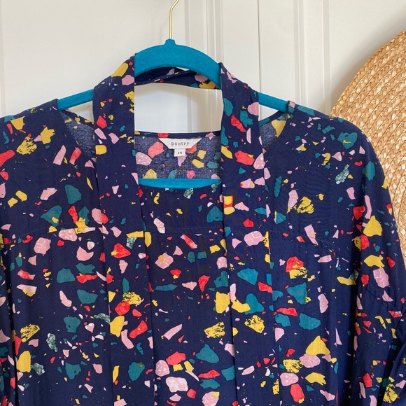 Navy/multi-colour abstract print dress - Picture 4 of 4